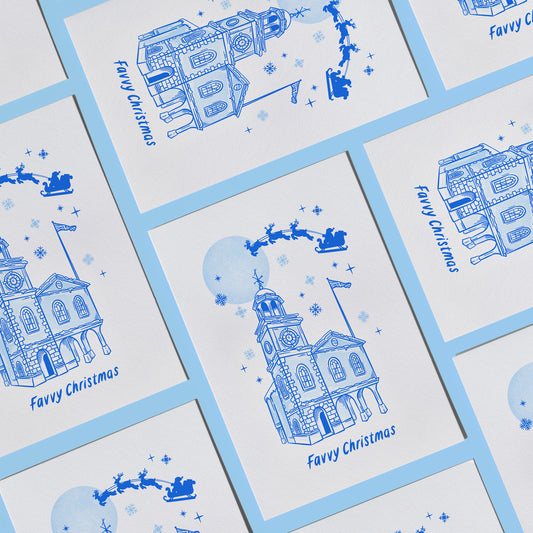 5 Pack "Favvy Christmas" Greetings Cards