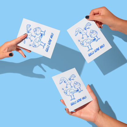 "Gulls Gone Wild" Greetings Card