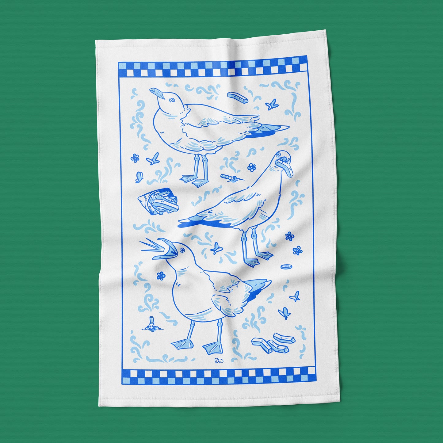 "Gulls About Town" Tea Towel